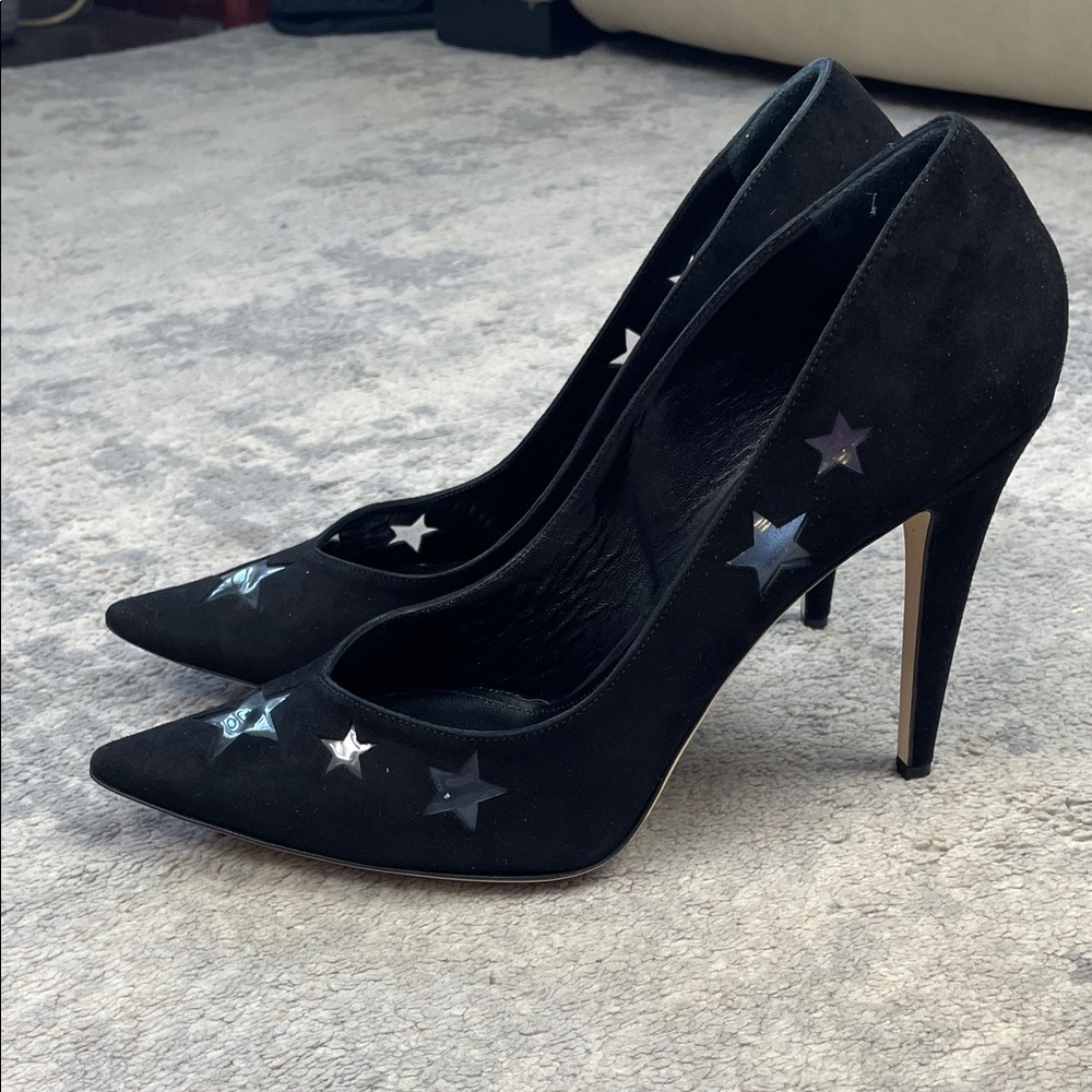 Nib Tamara Mellon Star Cut Out Suede Pointed Toe Pumps Heels Black Sz 41 — image 4 of 8